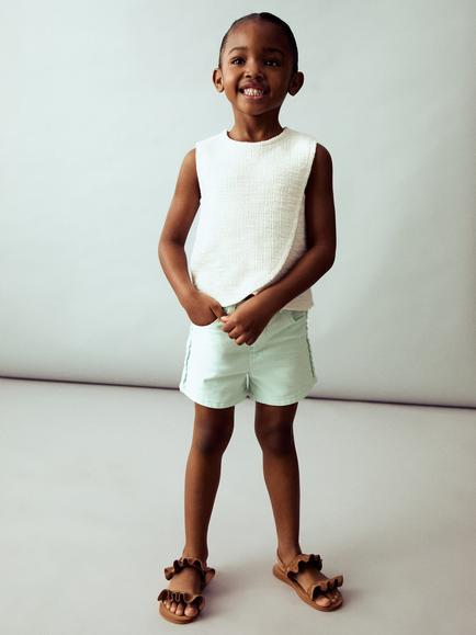 Mango Kids' Linda Cotton Five Pocket Shorts, Green - view 2, Green