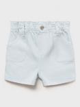 Mango Kids' Pepi Cotton Paper Bag Shorts, Lt-pastel Blue