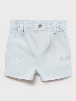 Mango Kids' Pepi Cotton Paper Bag Shorts, Lt-pastel Blue, Lt-pastel Blue