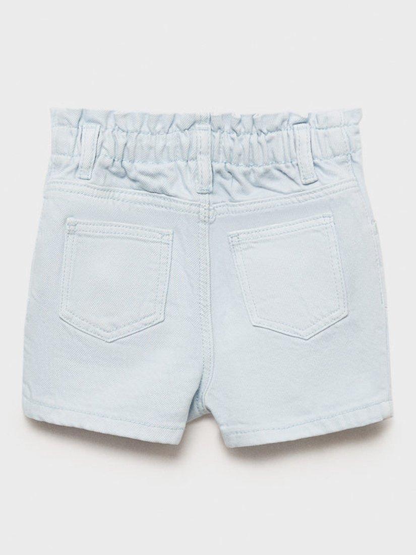 Product image 2 of 4, which shows Mango Kids' Pepi Cotton Paper Bag Shorts, Lt-pastel Blue, 12-18 months