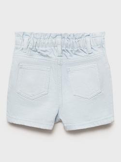 Mango Kids' Pepi Cotton Paper Bag Shorts, Lt-pastel Blue - view 2, Lt-pastel Blue