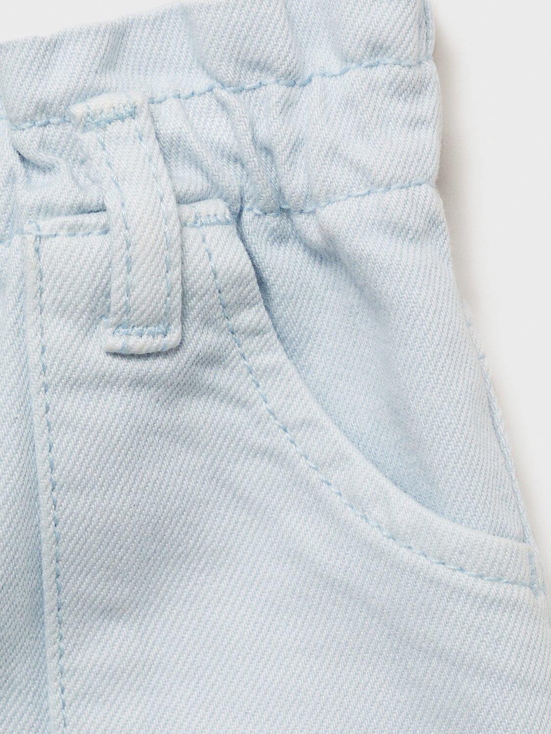 Product image 3 of 4, which shows Mango Kids' Pepi Cotton Paper Bag Shorts, Lt-pastel Blue, 12-18 months