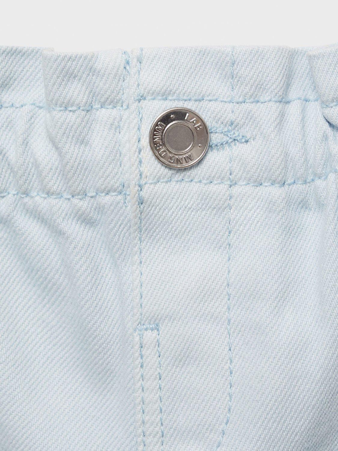 Product image 4 of 4, which shows Mango Kids' Pepi Cotton Paper Bag Shorts, Lt-pastel Blue, 12-18 months