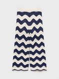 Mango Kids' Halip Cotton Open Knit Zig-Zag Trousers, Medium Blue