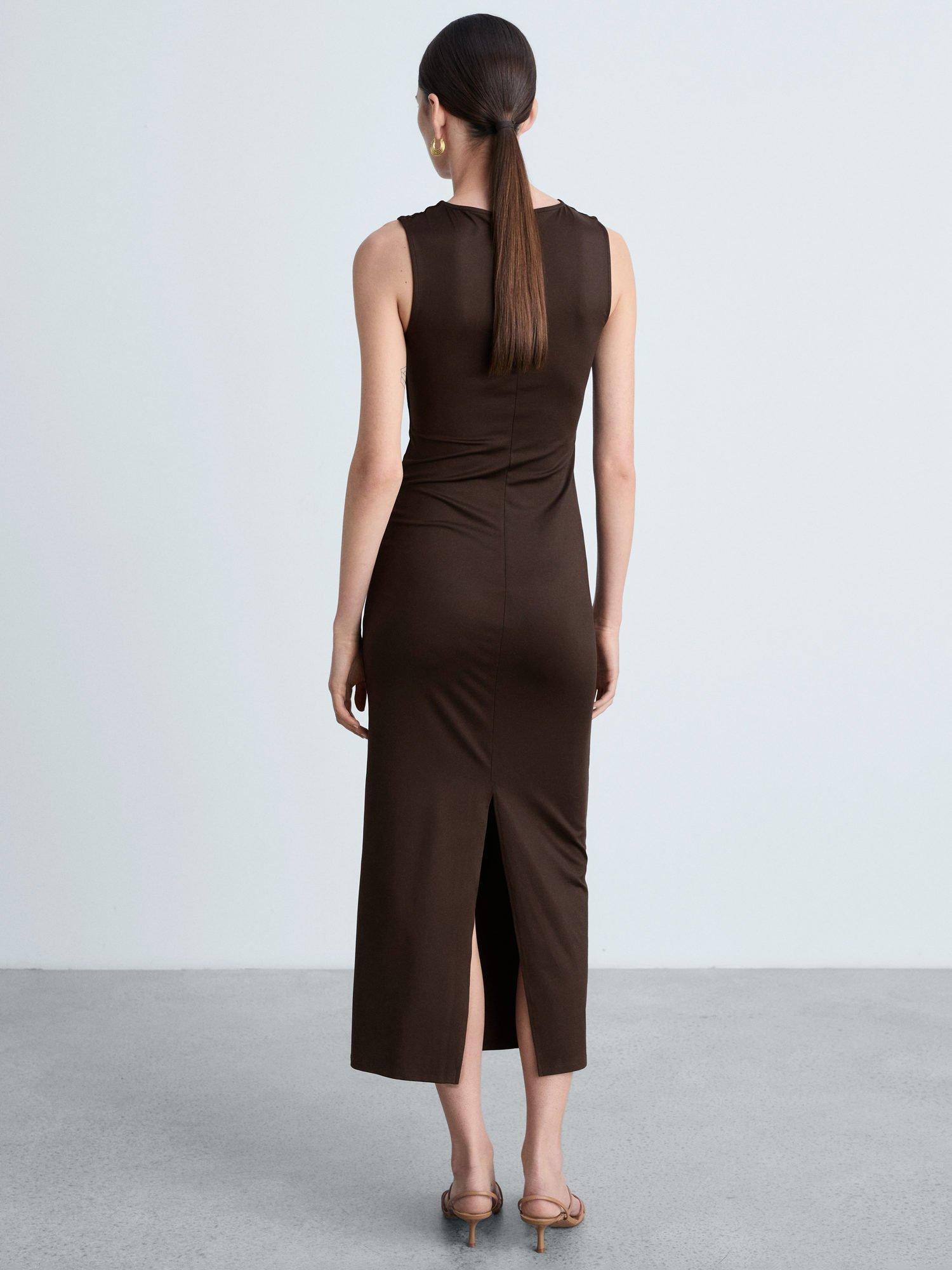 Product image 4 of 8, which shows Mango Luisa Sleeveless Midi Pencil Dress, Brown, 12