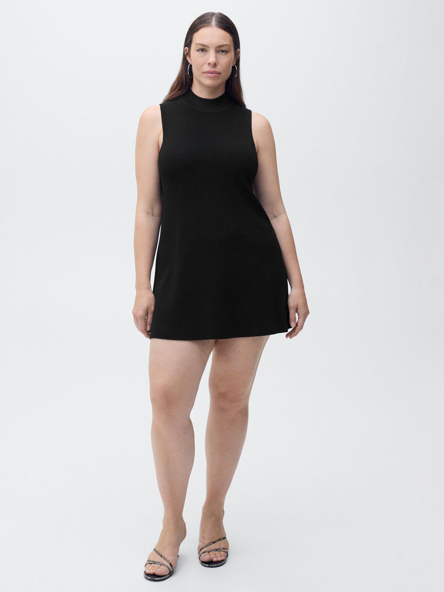 Product image 1 of 8, which shows Mango Sesete High Neck Sleeveless Mini Dress, Black, 10