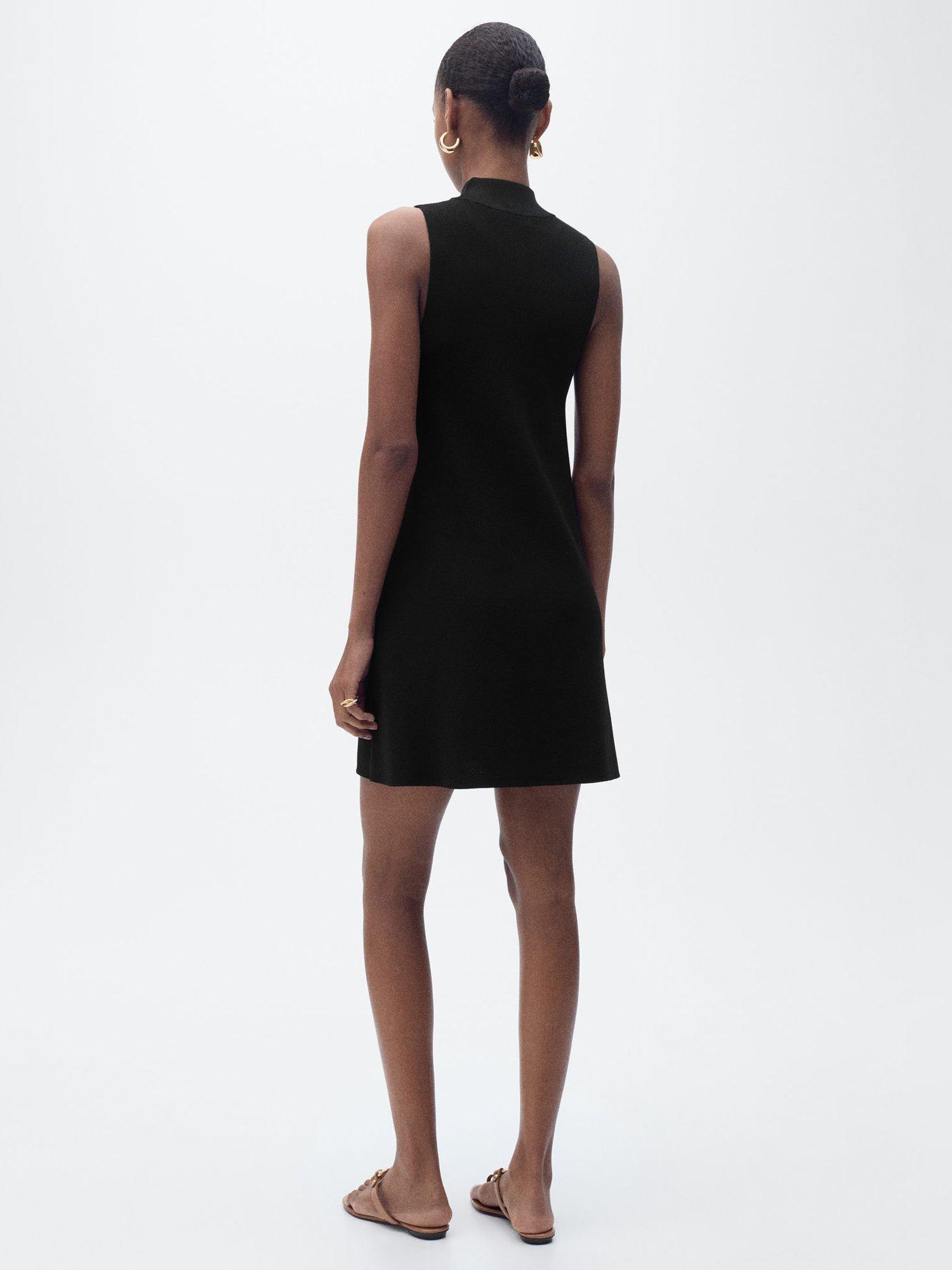 Product image 4 of 8, which shows Mango Sesete High Neck Sleeveless Mini Dress, Black, 10