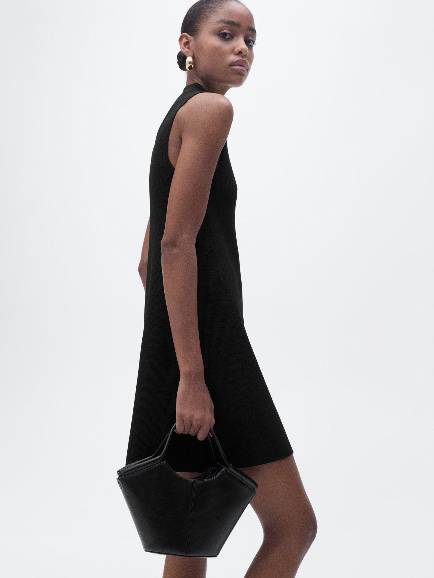 Product image 7 of 8, which shows Mango Sesete High Neck Sleeveless Mini Dress, Black, 10