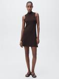 Mango Sesete High Neck Sleeveless Mini Dress, Dark Brown