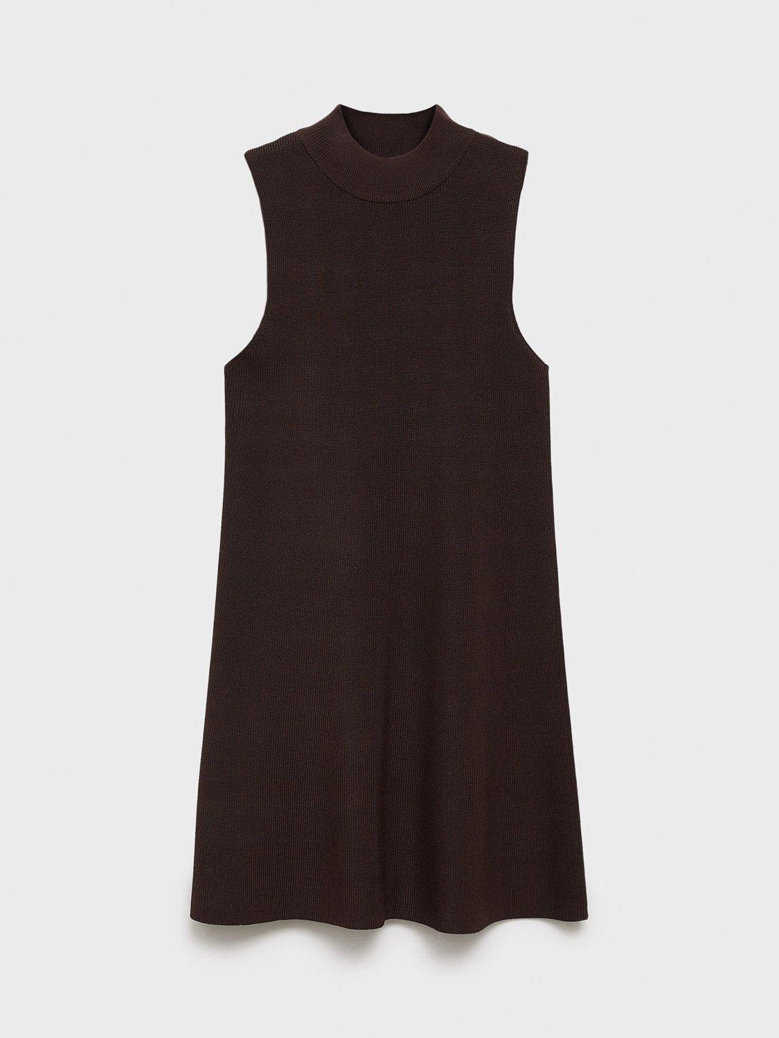 Product image 3 of 7, which shows Mango Sesete High Neck Sleeveless Mini Dress, Dark Brown, 8