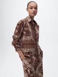 Mango Julia Cotton Long Sleeved Paisley Print Shirt, Brown