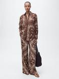 Mango Julia Cotton Long Sleeved Paisley Print Shirt, Brown