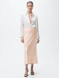 Mango Mia Satin Midi Skirt, Pastel Orange