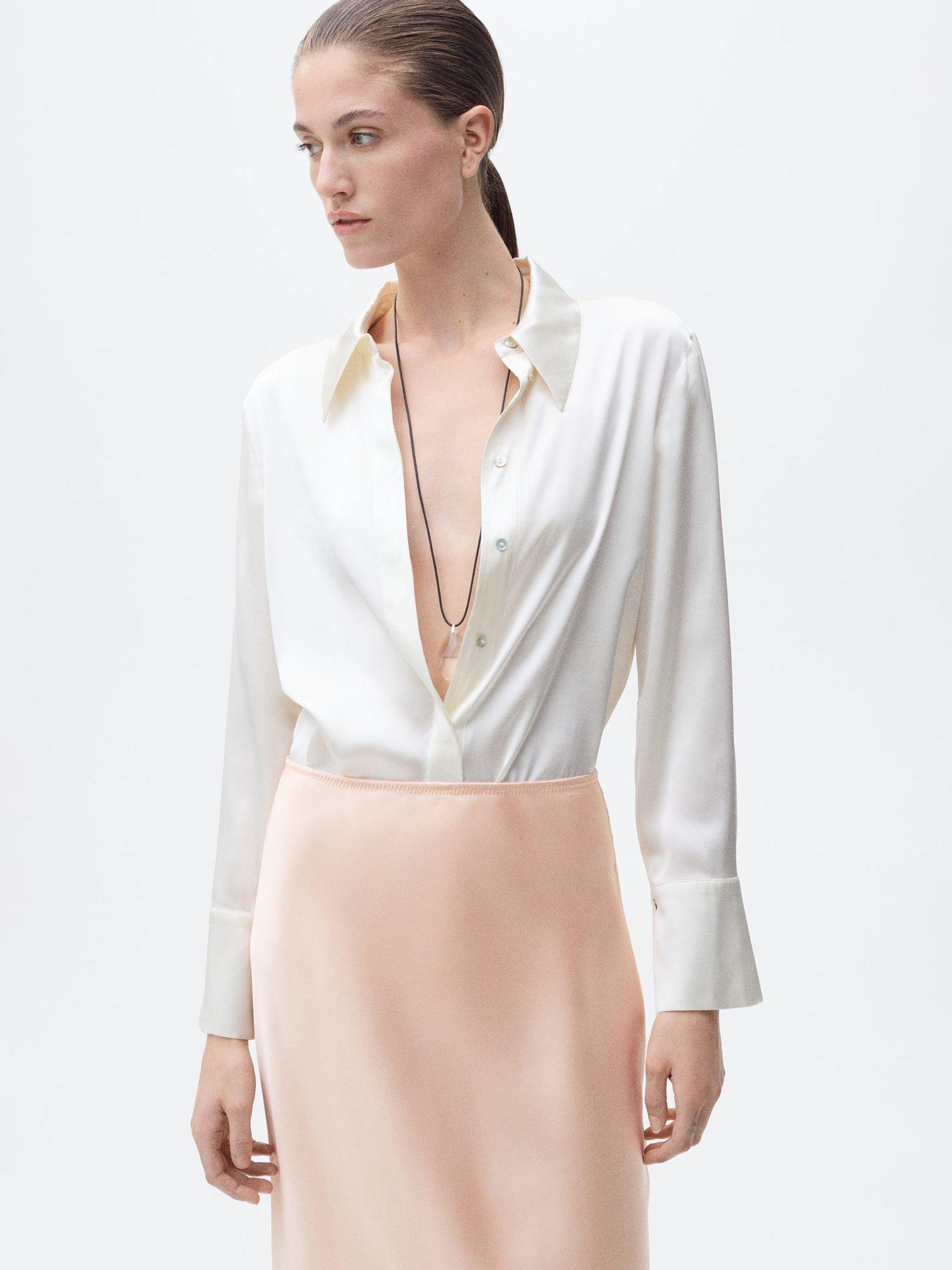 Product image 6 of 8, which shows Mango Mia Satin Midi Skirt, Pastel Orange, XXS