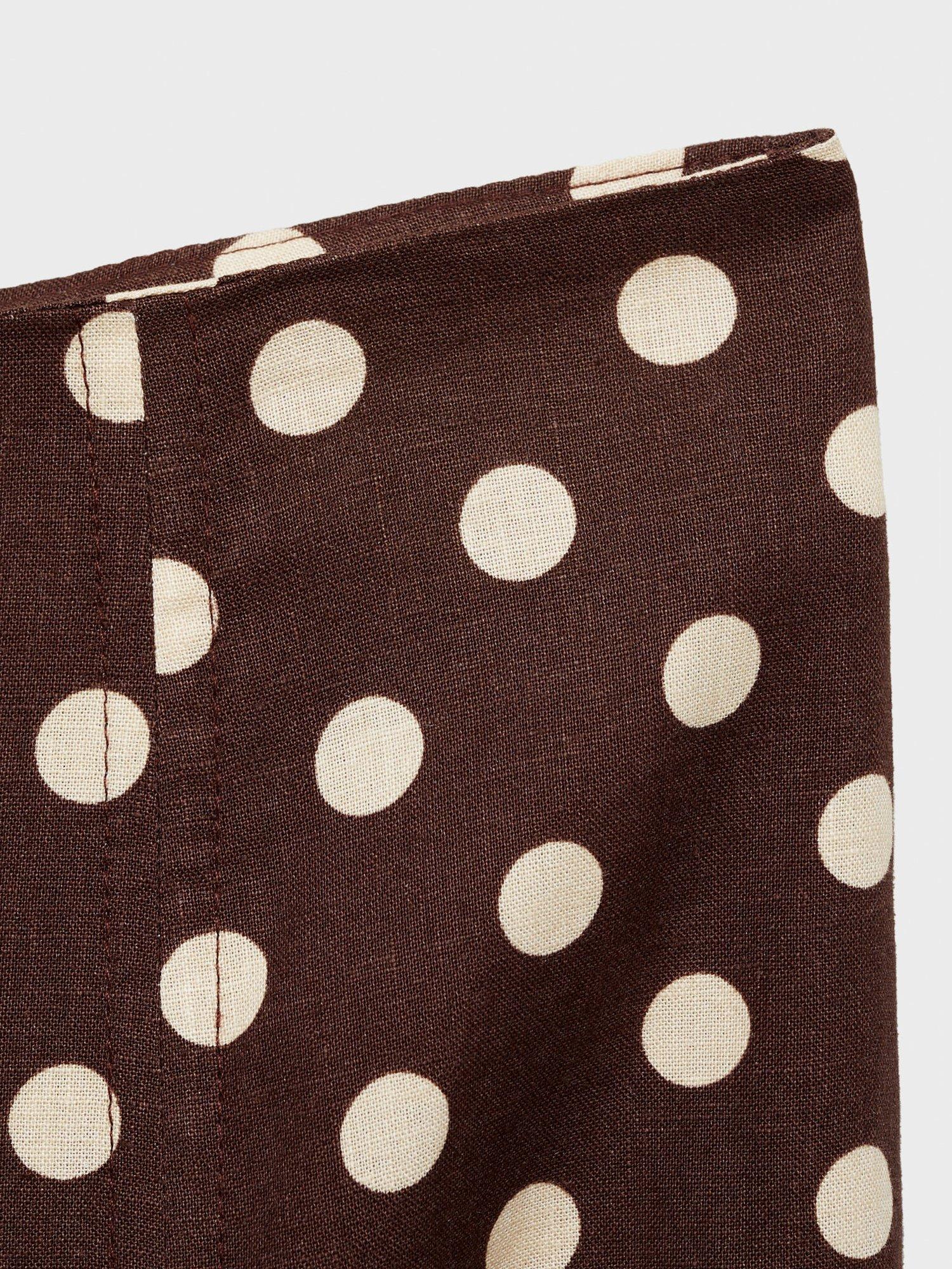 Product image 5 of 7, which shows Mango Romeo Linen Blend Polka Dot Midi Skirt, Dark Brown, 12