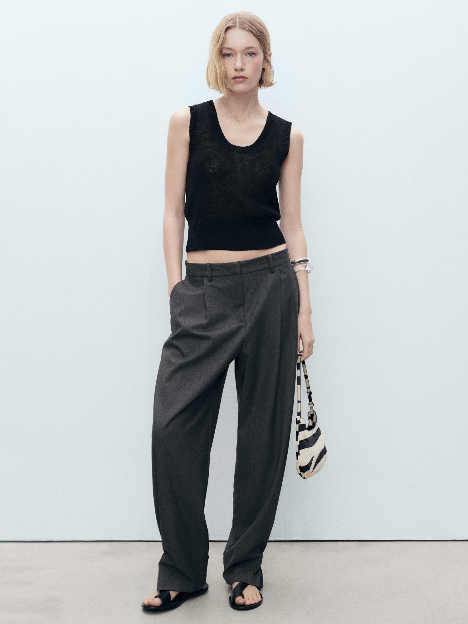 Product image 1 of 8, which shows Mango Becky Sleeveless Knit Top, Black, L