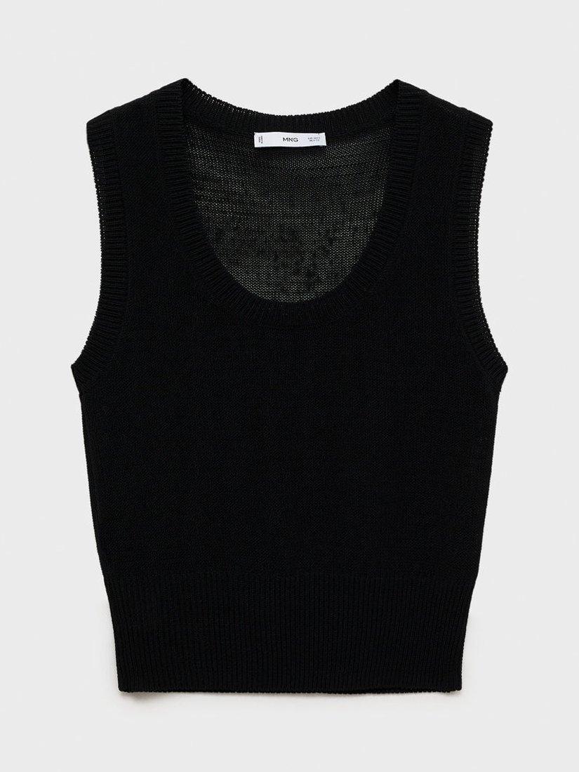Product image 3 of 8, which shows Mango Becky Sleeveless Knit Top, Black, L