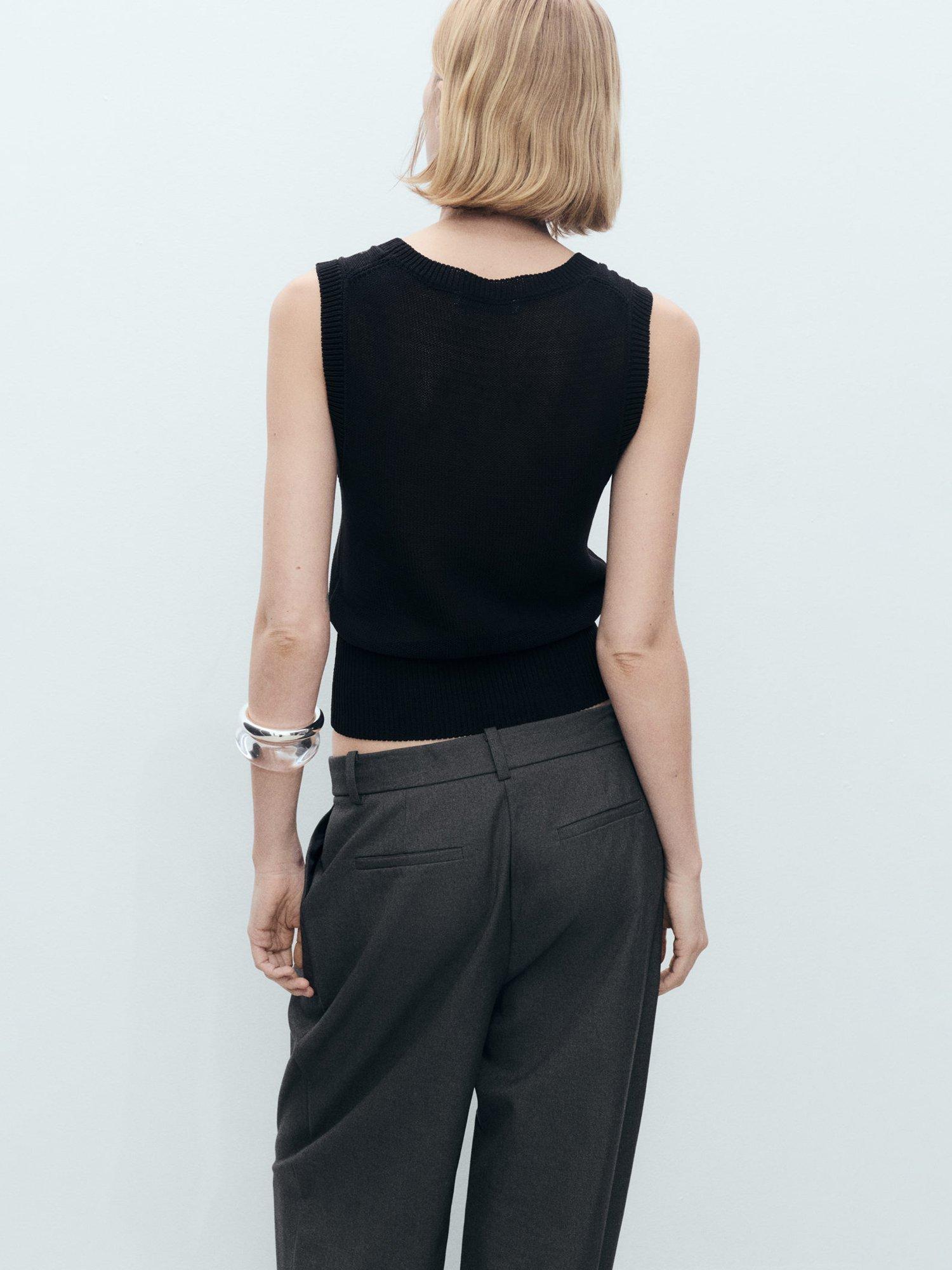 Product image 4 of 8, which shows Mango Becky Sleeveless Knit Top, Black, L