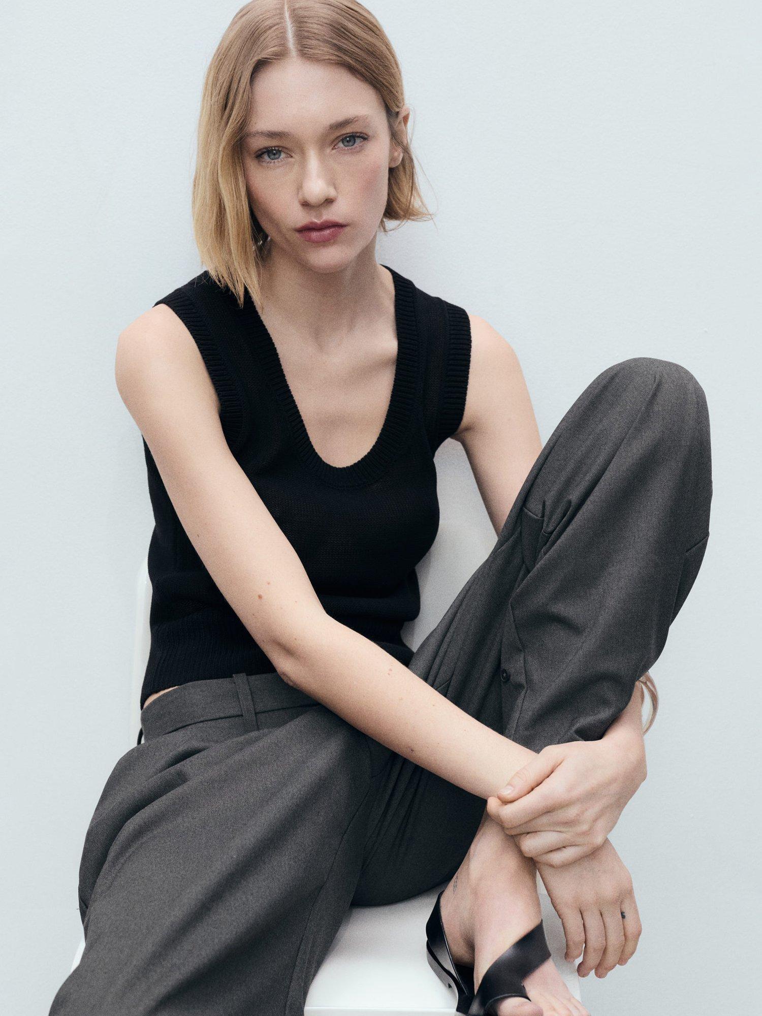 Product image 7 of 8, which shows Mango Becky Sleeveless Knit Top, Black, L