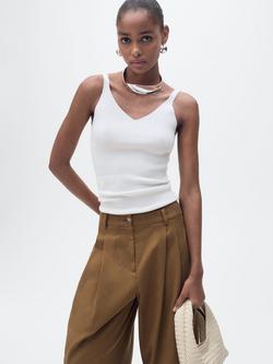 Mango Gym Strappy Knit Top, Light Beige, Light Beige