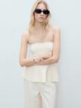 Mango Marti Knitted Strapless Flared Top, Light Beige