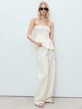 Mango Marti Knitted Strapless Flared Top, Light Beige