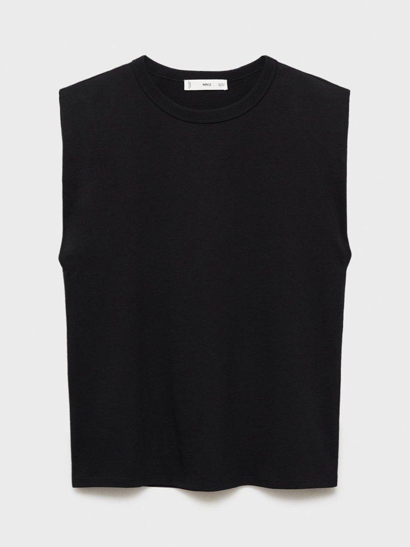 Product image 3 of 8, which shows Mango Viri Cotton Short Sleeved Top, Black, M