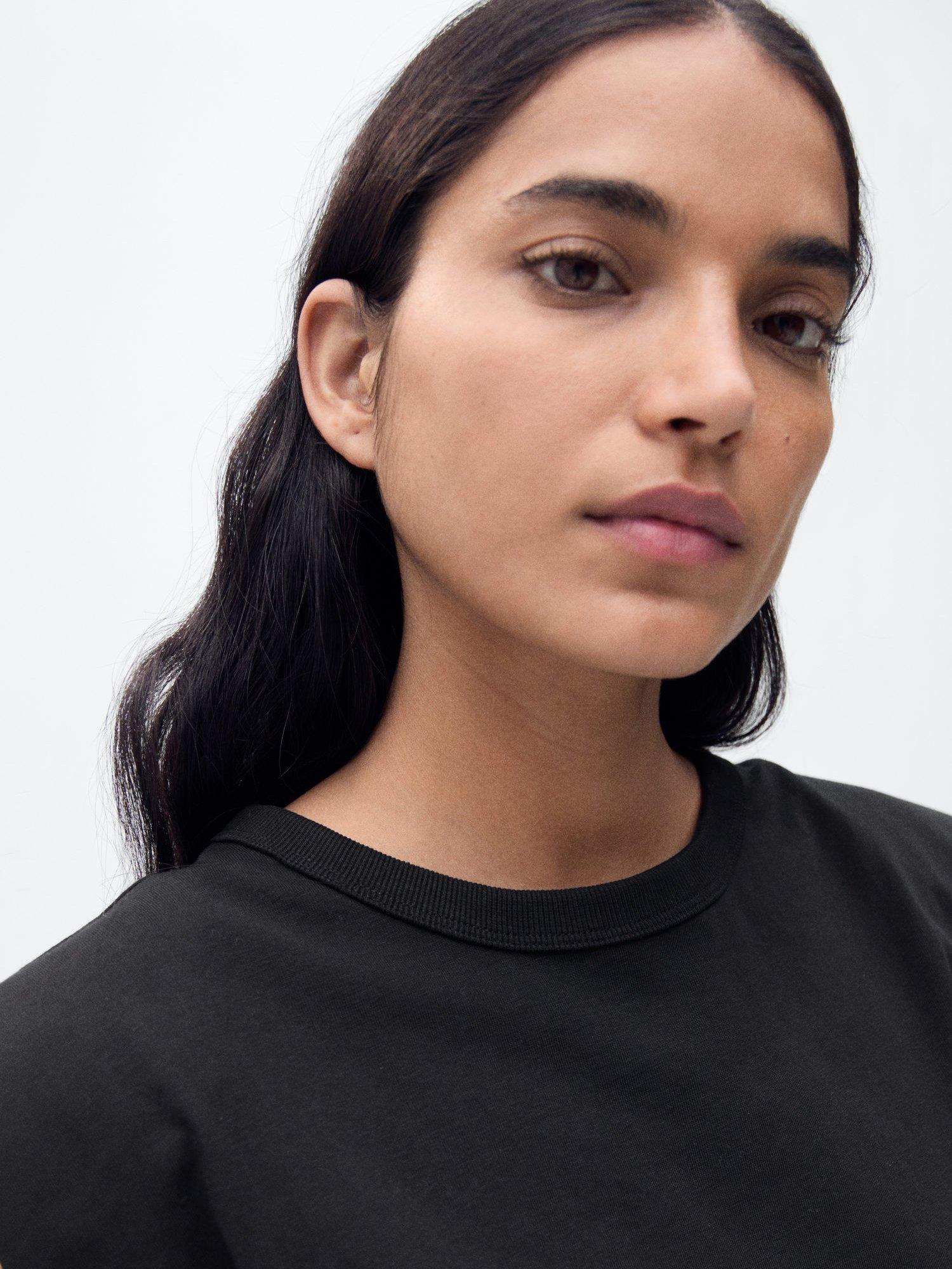 Product image 6 of 8, which shows Mango Viri Cotton Short Sleeved Top, Black, M