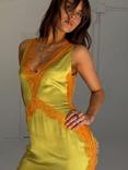 Never Fully Dressed Plunge Neck Lace Maxi Slip Dress