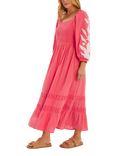 Accessorize Pineapple Applique Smocked Maxi Dress, Coral