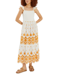 Accessorize Embroidered Frill Maxi Dress, White
