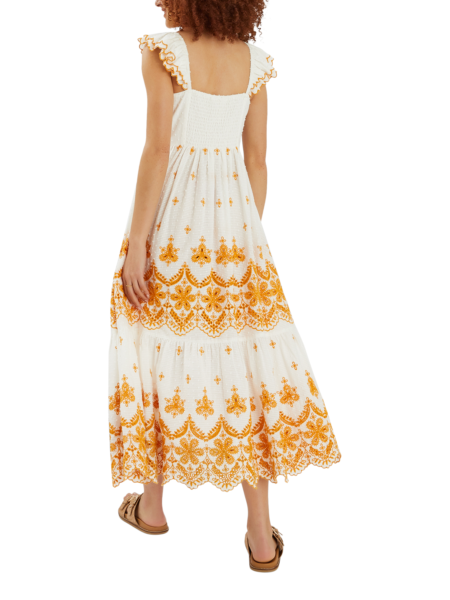 Product image 2 of 4, which shows Accessorize Embroidered Frill Maxi Dress, White, L