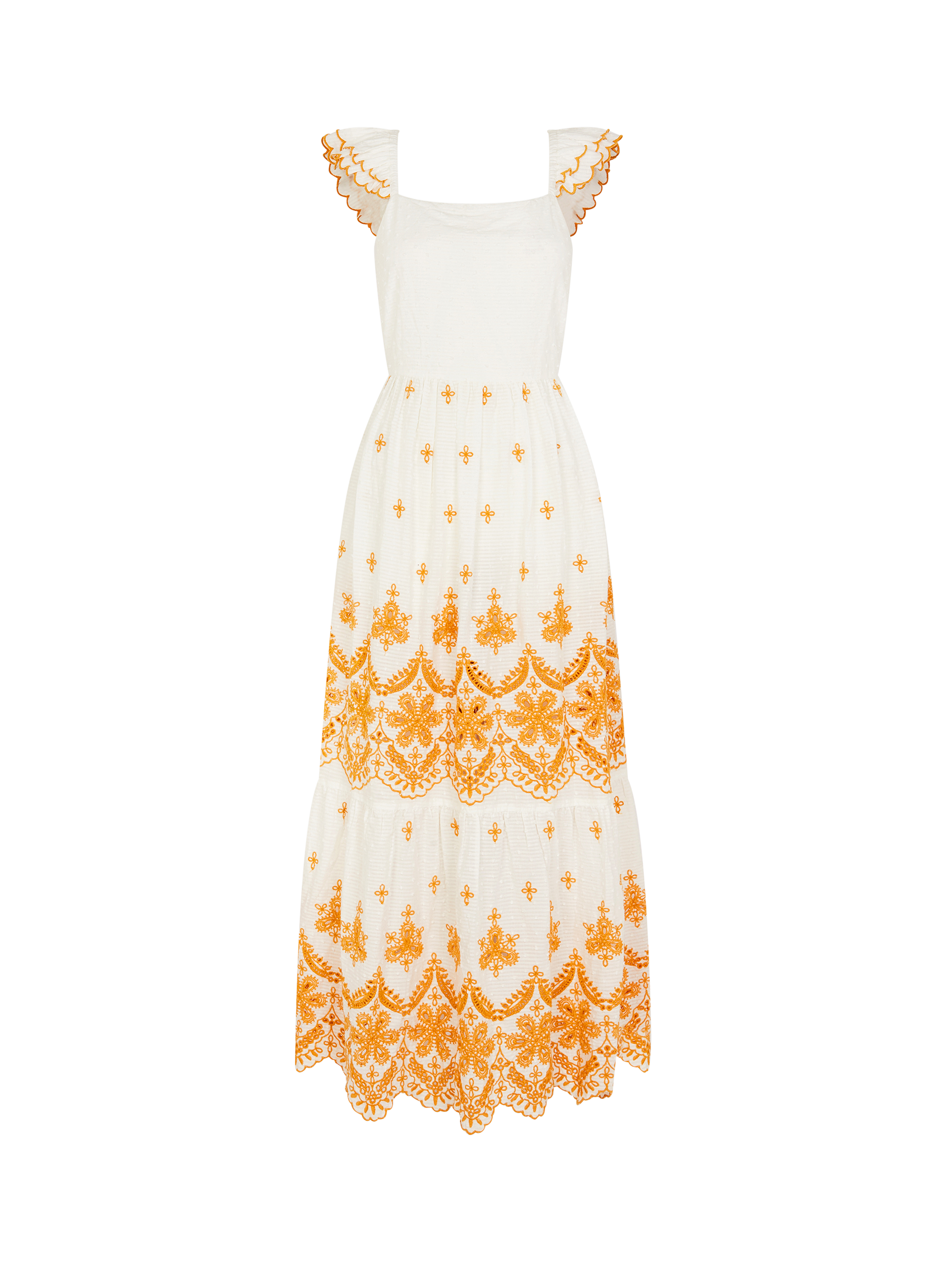 Product image 3 of 4, which shows Accessorize Embroidered Frill Maxi Dress, White, L
