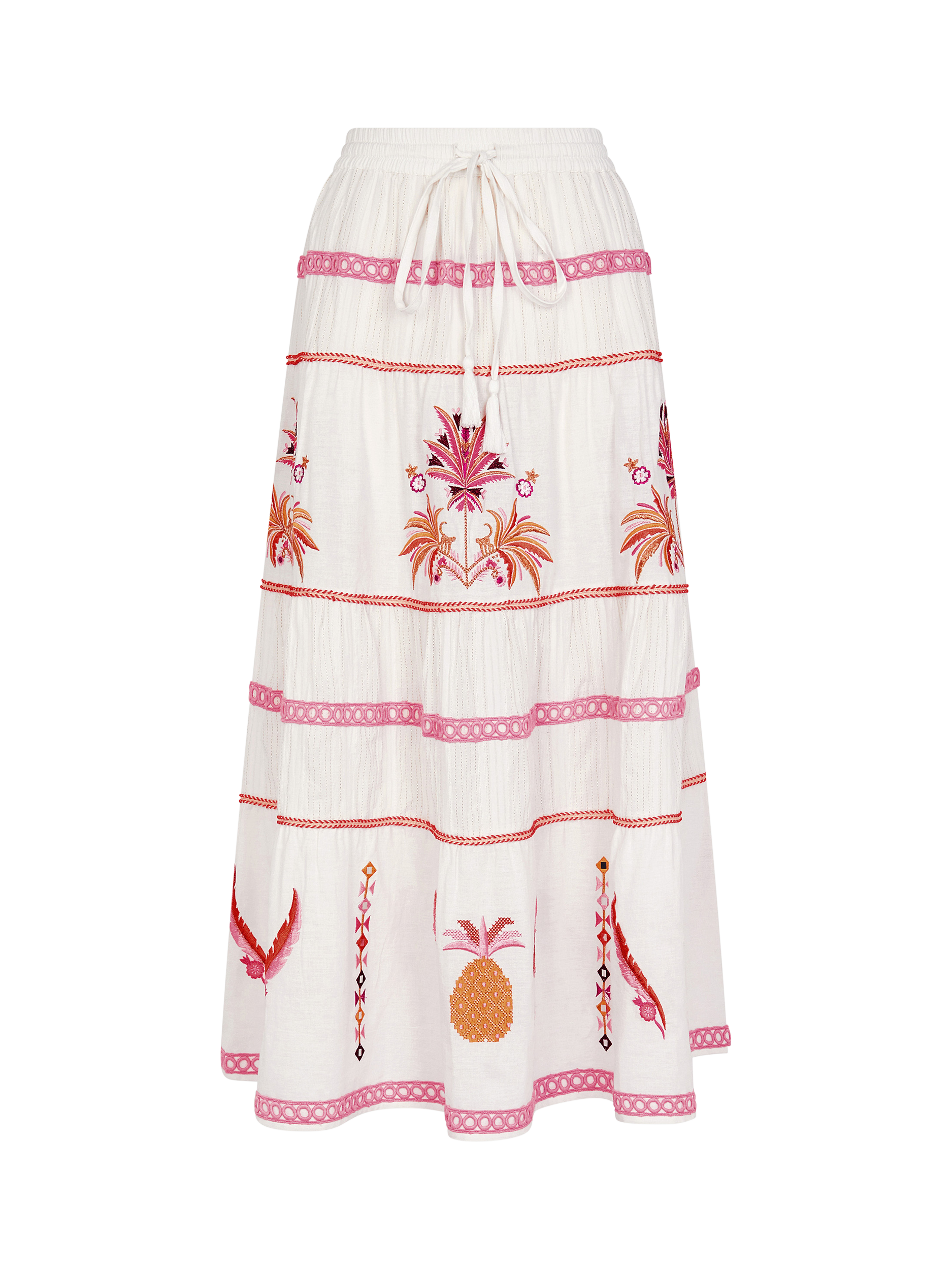 Product image 4 of 4, which shows Accessorize Embroidered Tiered Skirt, White, S