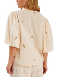 Accessorize Metallic Embroidered Top, Natural