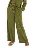 Accessorize Embroidered Crinkle Trousers, Khaki