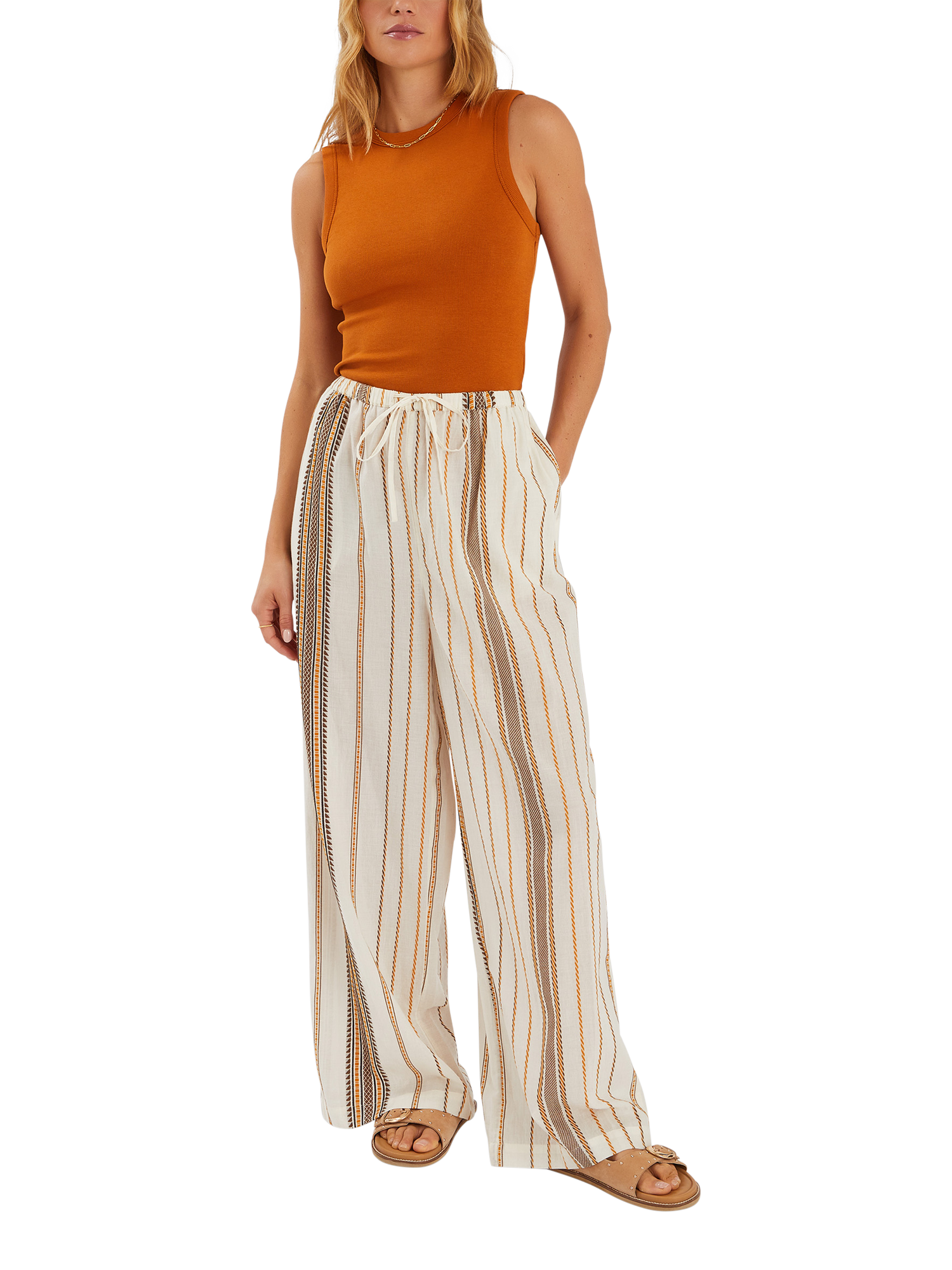 Product image 1 of 4, which shows Accessorize Stripe Drawstrong Trousers, Multi, S