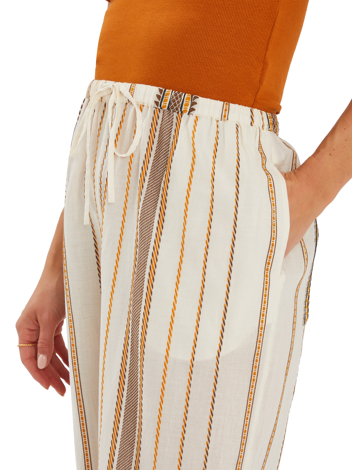 Product image 4 of 4, which shows Accessorize Stripe Drawstrong Trousers, Multi, S