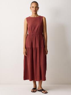Jigsaw Crinkled Tiered Maxi Dress, Khaki