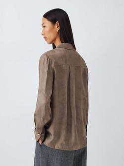 John Lewis Half Placket Hardware Shirt, Taupe - view 2, Taupe