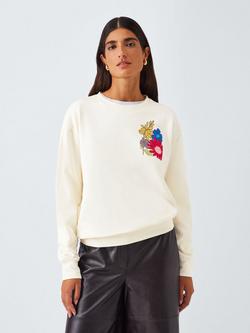 John Lewis Made by Care Wildflowers Cotton Knit Sweatshirt, Ecru, Ecru