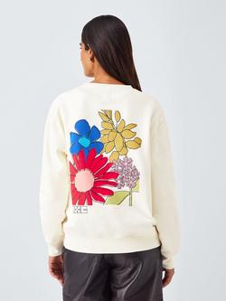 John Lewis Made by Care Wildflowers Cotton Knit Sweatshirt, Ecru - view 2, Ecru