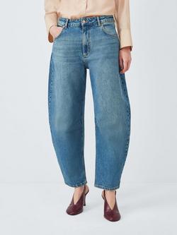John Lewis Barrel Leg Jeans, Mid Blue, Mid Blue