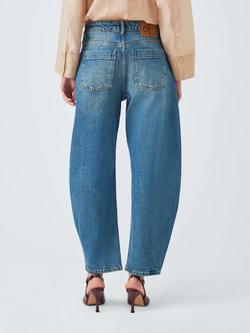 John Lewis Barrel Leg Jeans, Mid Blue - view 2, Mid Blue