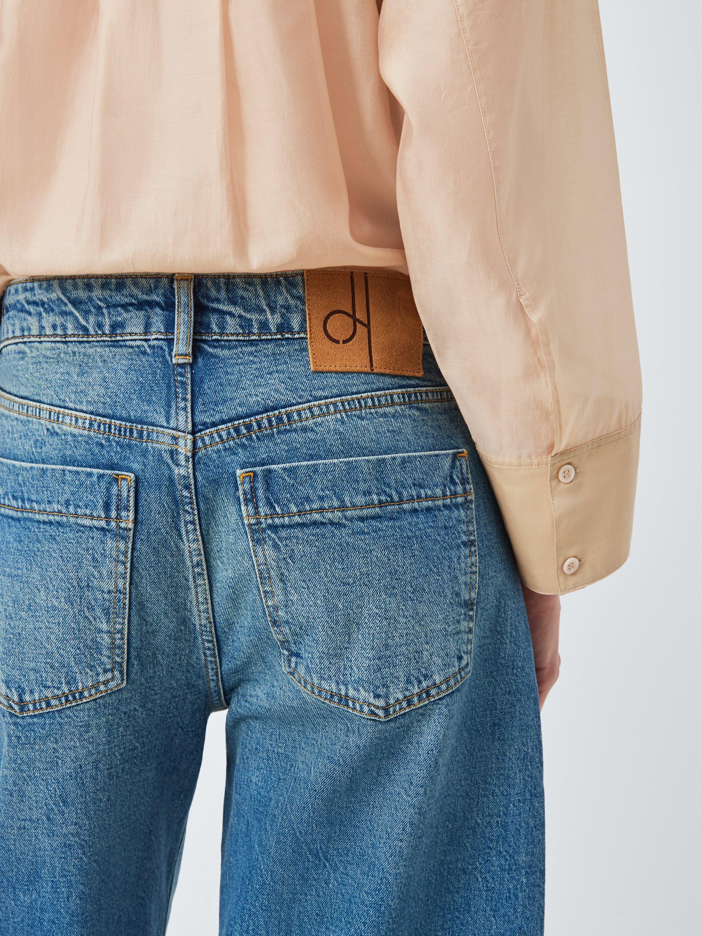 Product image 5 of 6, which shows John Lewis Barrel Leg Jeans, Mid Blue, 8