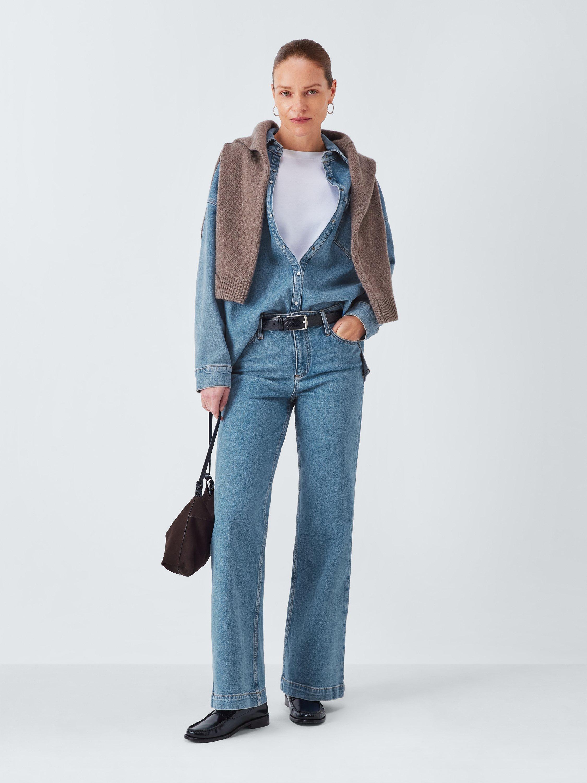 Product image 3 of 6, which shows John Lewis High Waist Wide Leg Jeans, Light Blue, 8