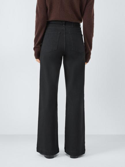 John Lewis High Waist Wide Leg Jeans - view 2, Black