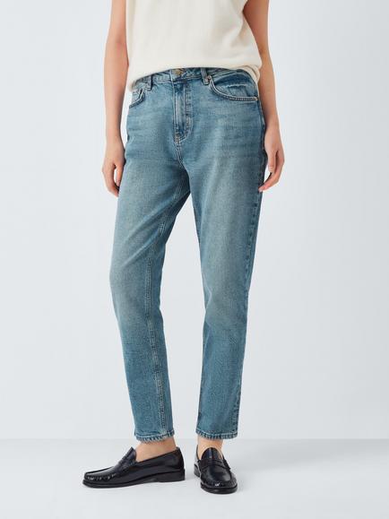 John Lewis Slim Leg Mid Rise Denim Jeans, Light Blue