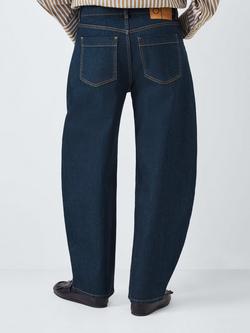 John Lewis Barrel Leg Mid Rise Jeans, Deep Blue - view 2, Deep Blue