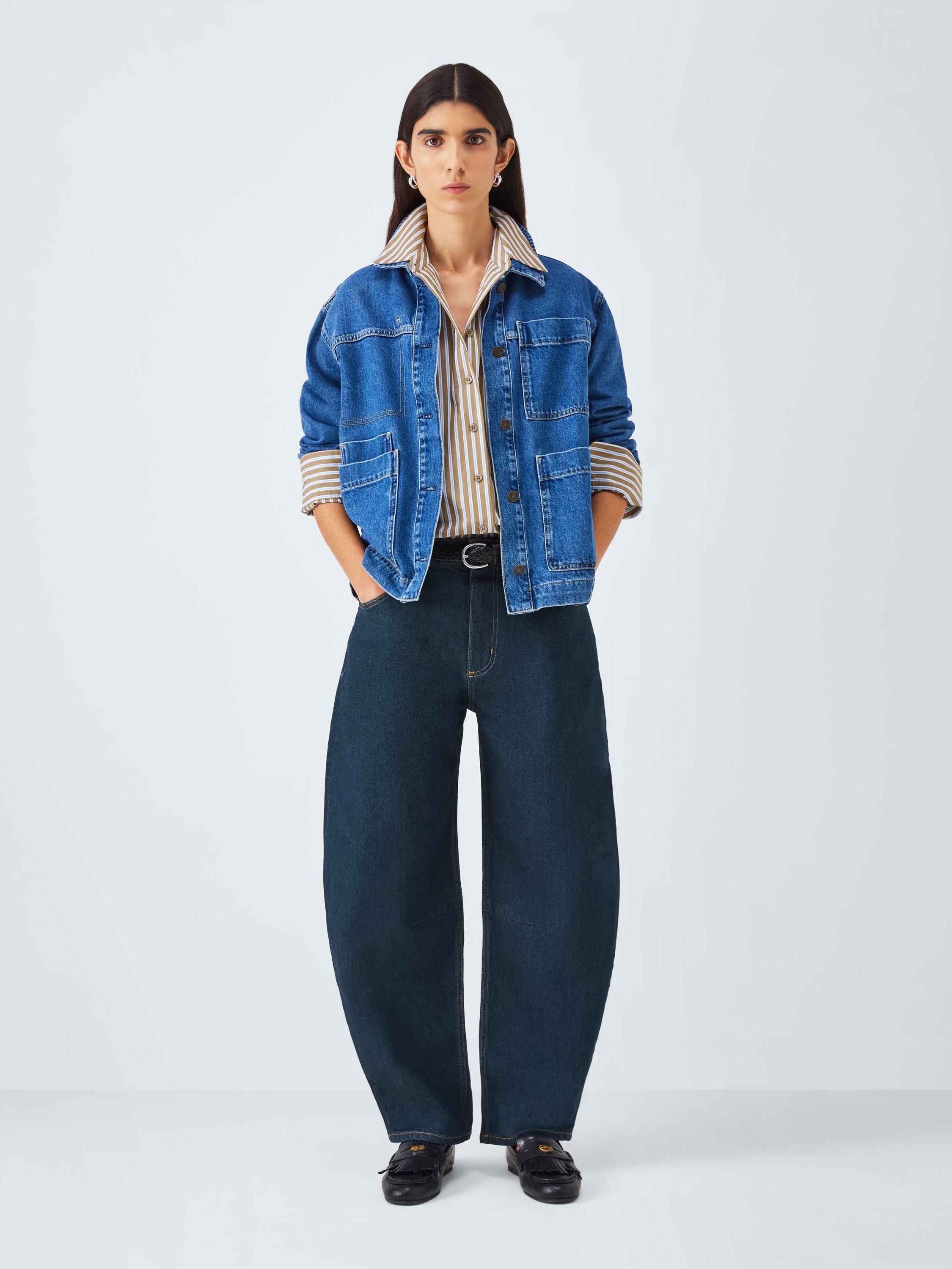 Product image 3 of 6, which shows John Lewis Barrel Leg Mid Rise Jeans, Deep Blue, 10